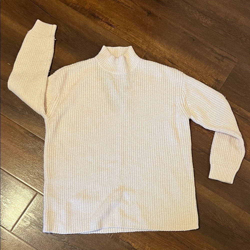 Alice & Olivia Ribbed Oversized White Turtleneck Sweater Size S